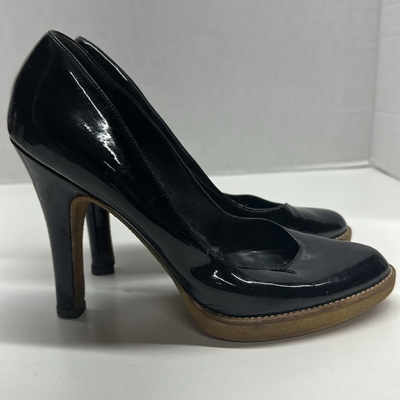 Gucci High Heels Stiletto Heel Pumps Shoes Patent Leather Platform Black Size 8 - Picture 8 of 13